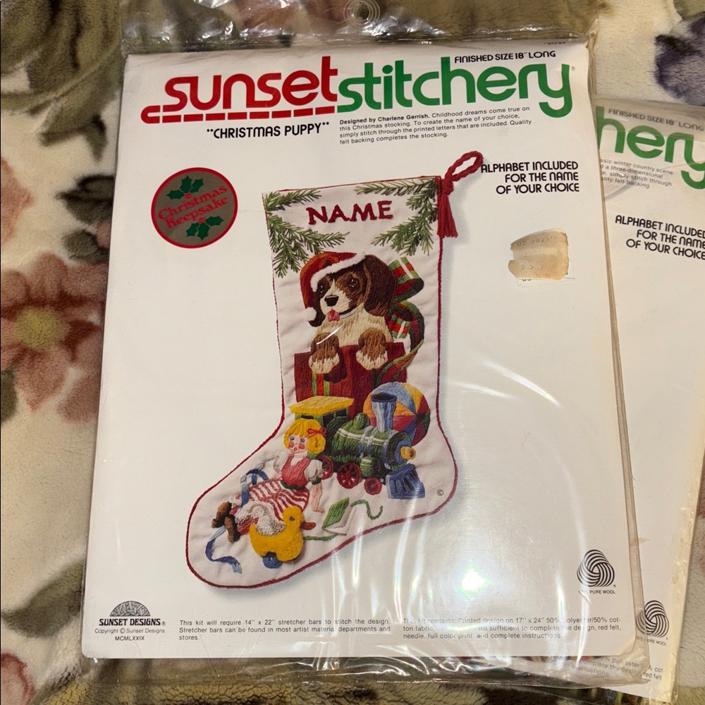 Sunset Stitchery “Christmas Puppy” Stocking Kit